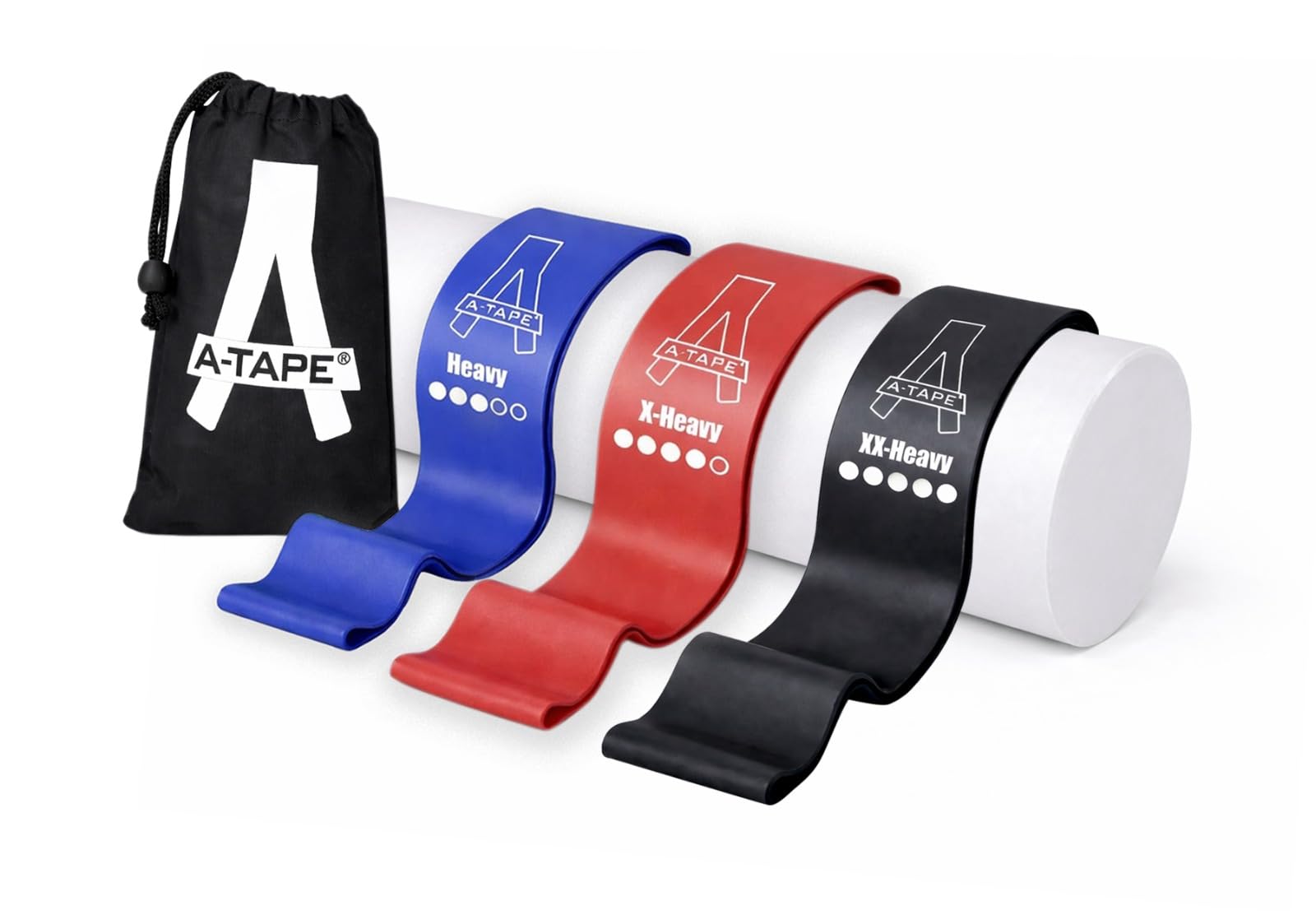 A-TAPE Resistance Loop Exercise Bands for Home Fitness, Yoga Pilates, Stretching, Strength Training, and Physical Therapy - Elastic Workout Bands Set, Ideal for Women & Men (Black, Red & Blue (3))