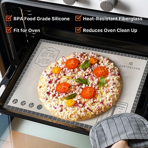 Image of Silicone Mat, 26 x 16inch Extra Large Non-stick Pastry Baking Mat with Measurement, Resuable Thick Cookie Sheet Counter Mat, Dough Rolling Mat, Oven Liner, Fondant /Pie Crust Mat