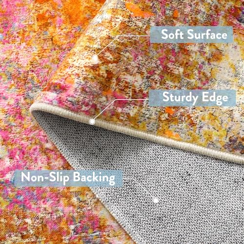 Lahome Modern Abstract Area Rug - 2x3 Small Kitchen Rug Washable Rugs for Entryway Colorful Bathroom Rug Non Slip, Rainbow Contemporary Front Indoor Doormat Floor Throw Carpet for Bedroom