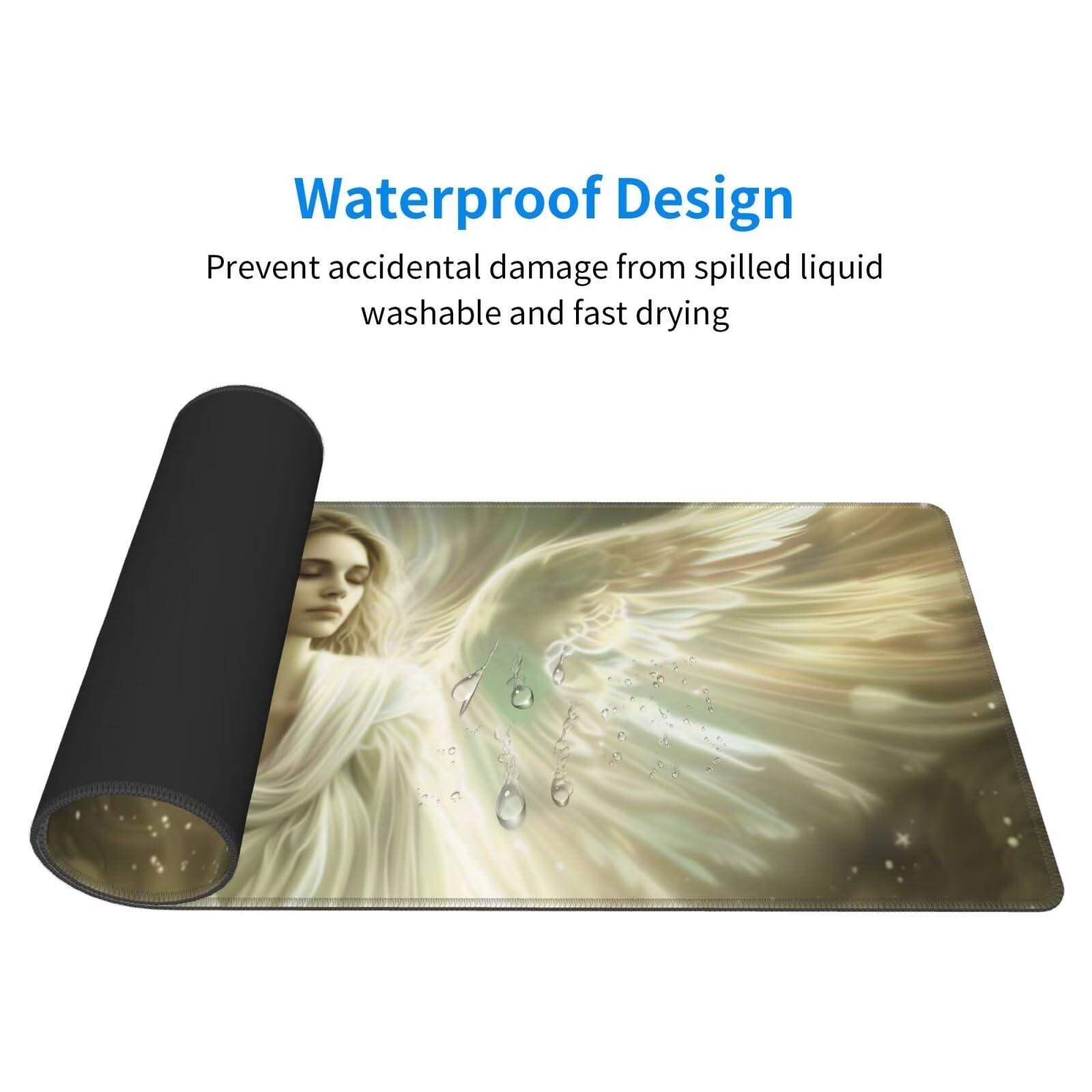 Tappetino Mouse, Tappetino Mouse Gaming Grande XXL 1500x800x3mm Tappetino Scrivania Mouse Pad, Base in Gomma Antiscivolo, Bordi Cuciti,Lavabile, Mousepad per Ufficio e Gaming (angelo) R-638