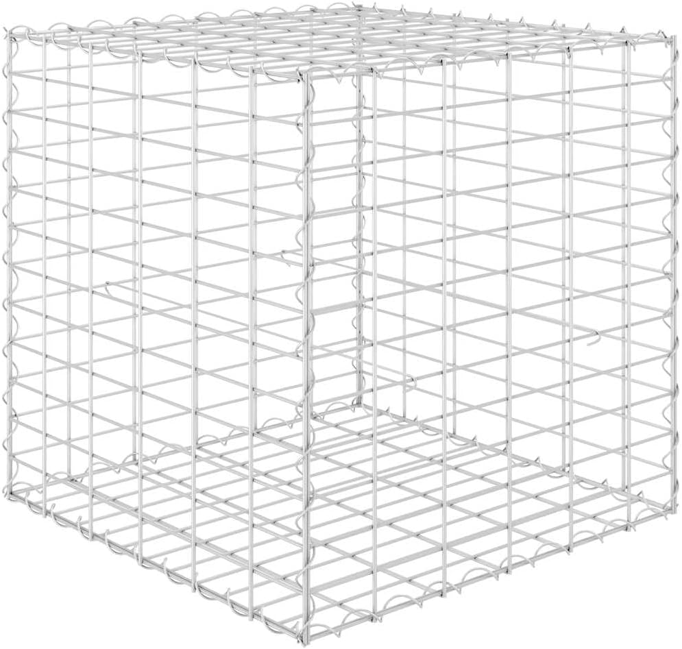 Gabion Raised Garden Bed, Silver Galvanized Steel Wire Planter, 23.6x23.6x23.6 Inch Cubic Outdoor Planter Box for Flowers, Herbs, Vegetables, High Capacity Plant Container