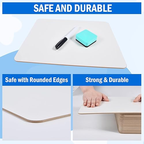 Miniatura 20 de Paquete de 6 pizarras pequeñas de borrado en seco, paquete de 12 x 9 pulgadas, mini pizarras blancas de doble cara, portátiles de borrado en seco