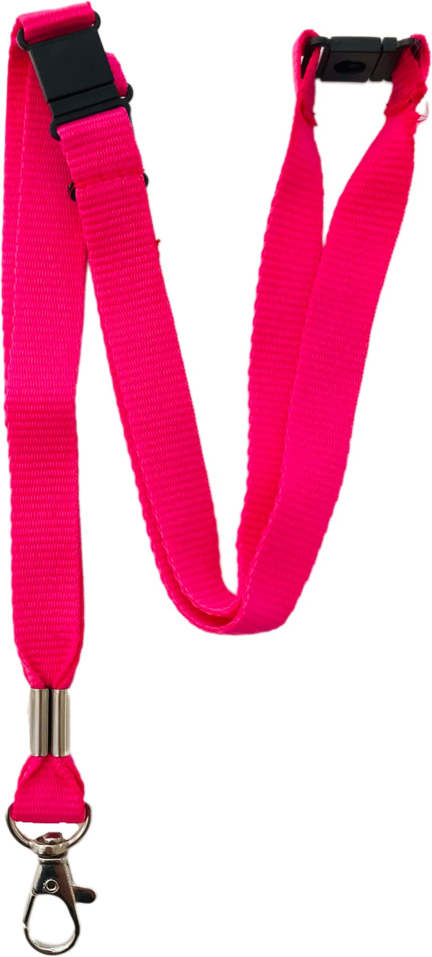 PAC Supplies Global 15mm Colourful Neck Lanyard With 3 Point (Triple) Safety Breakaway (Pink, 10 Lanyards)