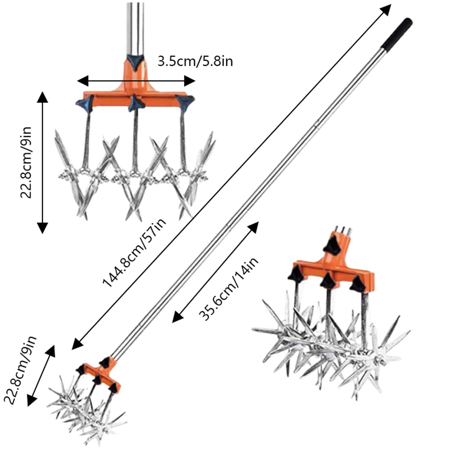 Cultivateur à Main Longue - Dents Amovibles, en Acier Inoxydable résistant de cultivateur avec poignée télescopique et Couvercle de poignée Souple, tuteur à Main pour Le relâchement des