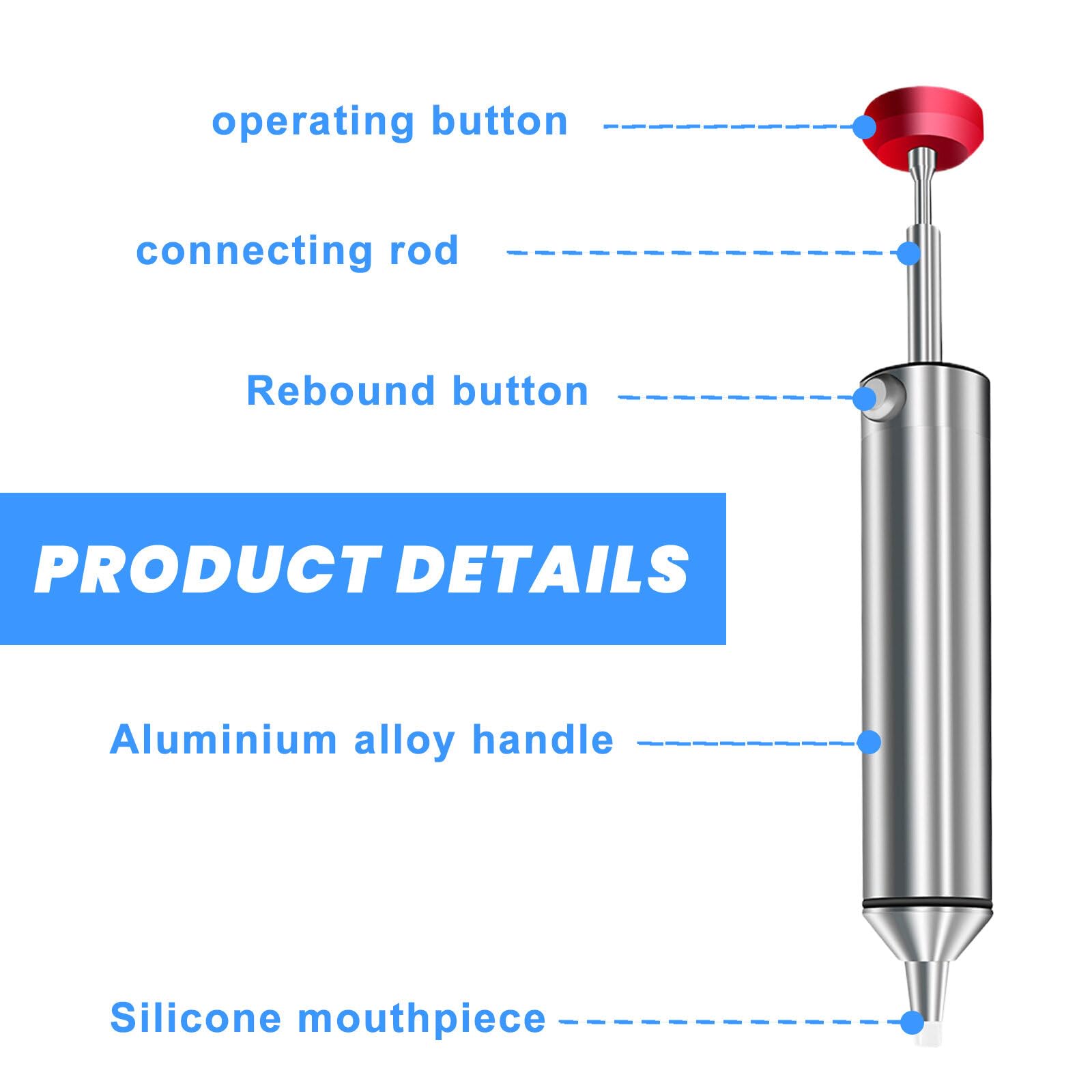 Pompa dissaldante, pompa desoldering con 2 ugelli in silicone e 12 tubi dissaldanti (larghezza 2,5 mm, lunghezza 1,5 m), alloggiamento di alta qualità in alluminio, pompa dissaldante con ugello in