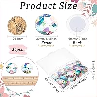 Vista 2 de FINGERINSPIRE 30 diamantes de imitación acrílicos redondos con parte trasera plana de 1.181 in con contenedor, gemas circulares de cristal