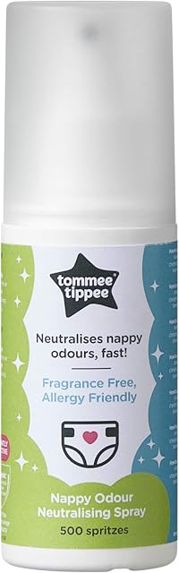 Tommee Tippee Nappy Odour Neutralising Spray, Fragrance-Free and Allergy Friendly, 500 Spritzes per Bottle