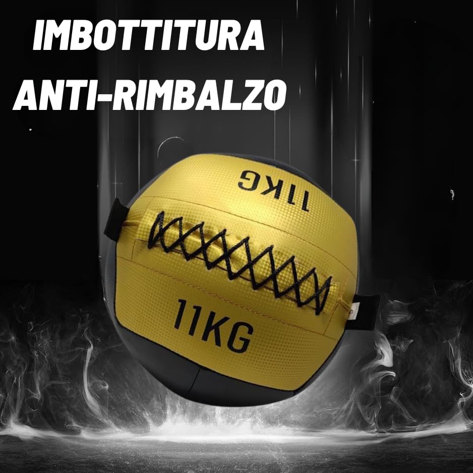 Balón medicinal fitness wall ball multifunción, pelotas médicas de ecopiel Made in Italy, Gym ball bolas medicinales crossfit