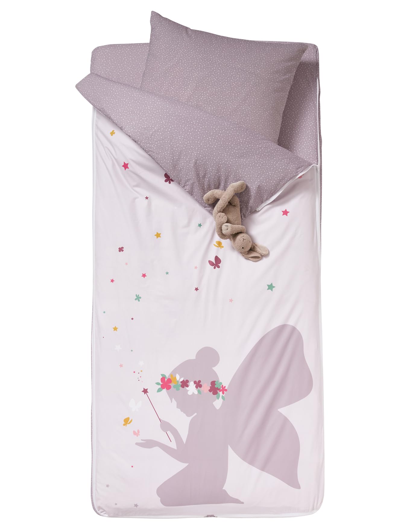 VERTBAUDET Parure Caradou Facile à Border avec Couette FEE Oeko-Tex® Eau de Rose 90X140