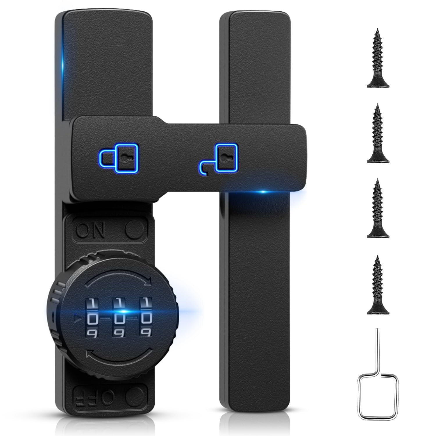 Barn Door Lock,Flip Latch with Combination,180-Degree Sliding & Swinging Door Lock with Cabinet 3-Digit Password Keyless,Gate Latches Bolts for Barn Door Garage Shed Window Fence(Black,180 Degree)