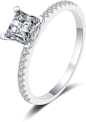 Personalized 14K Gold 1/2ct Diamond Engagement Rings for Women, VVS1 D-Color 4-Prong Princess Cut Promise Ring, Personalized Custom Engraved