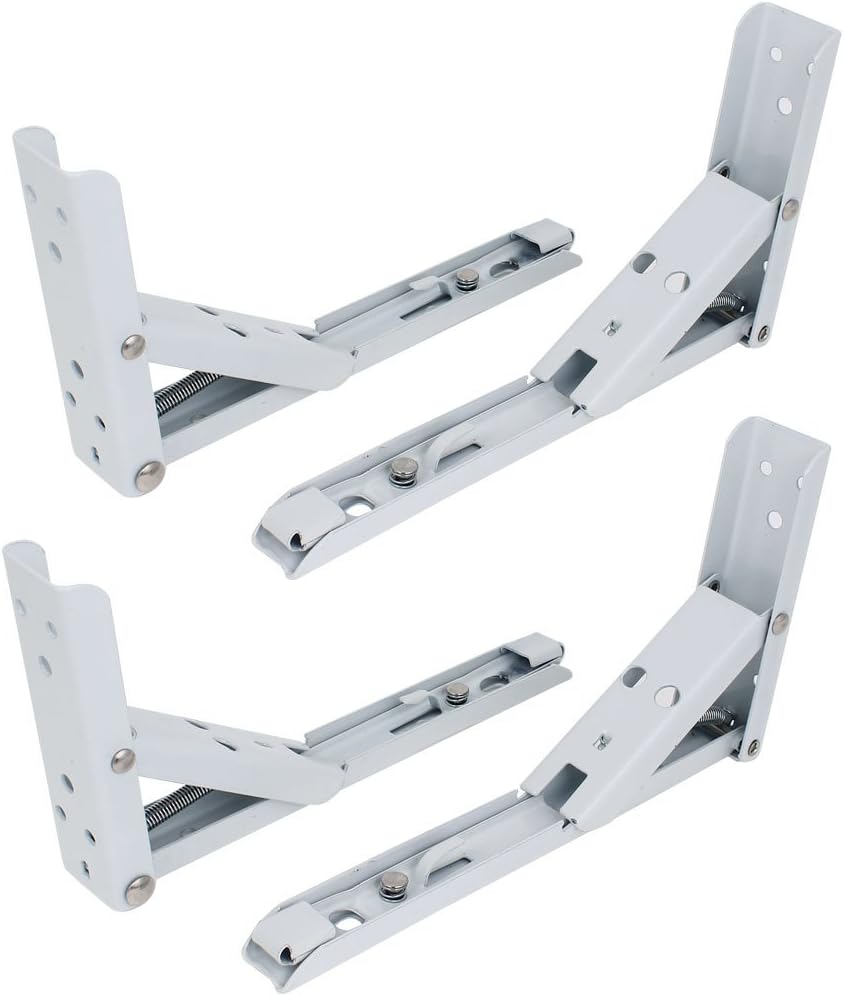 uxcell White Baked Enamel Metal Folding Wall Shelf Support Brackets 4 Pcs