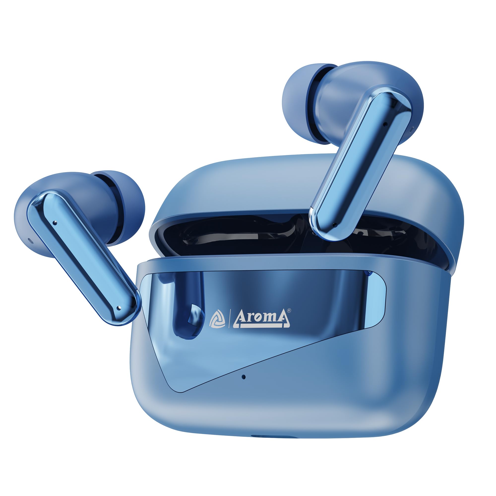 AROMA TWS8 Harmony V5.4 True Wireless Earbuds – Up to 60H Playtime | ENC | Fast Charging | Heavy Bass (Chrome Blue)-image-2