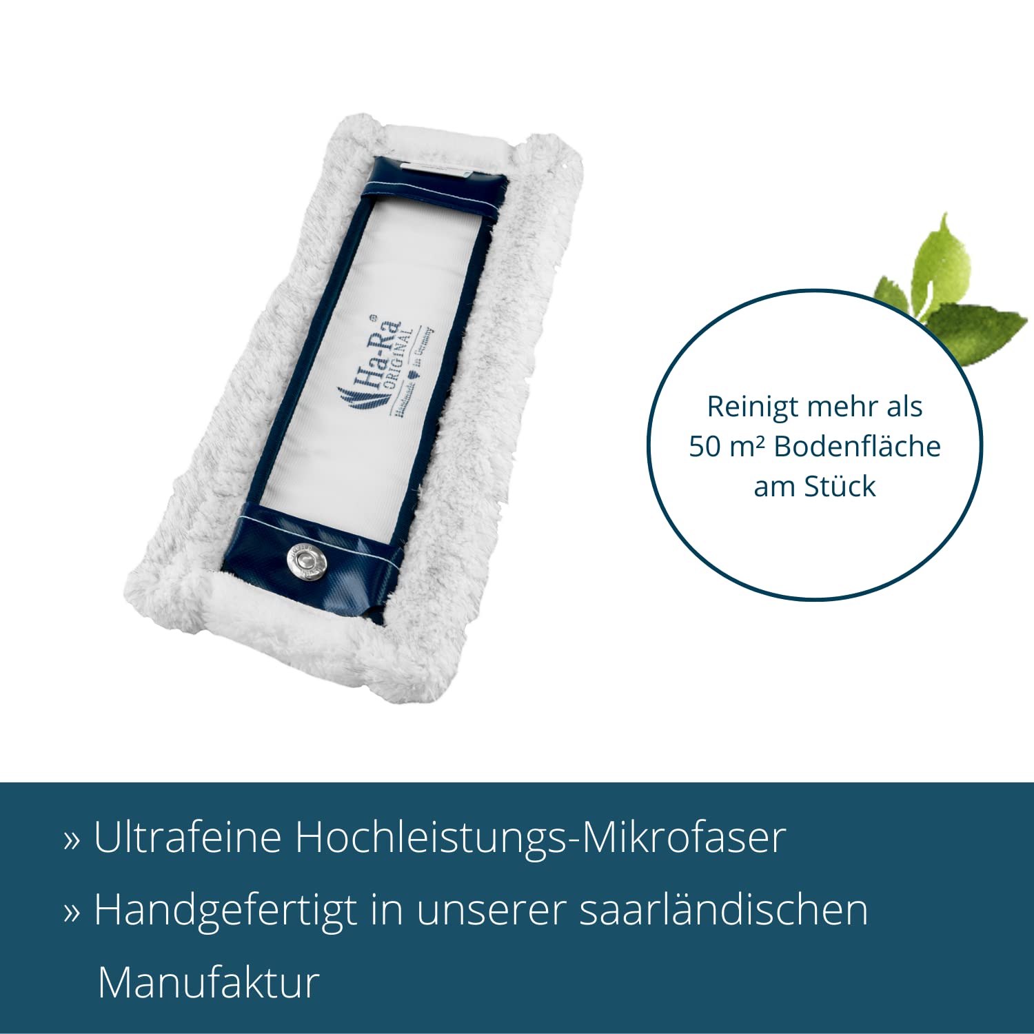 Ha-Ra Set Bodenexpress 42 cm aus Edelstahl & Boden-Faser Nano Gold Soft I robuster Boden-Wischer zur Reinigung für Böden & Wände I wendiger Wischmop mit rutschfestem Griff & teilbarem Stiel