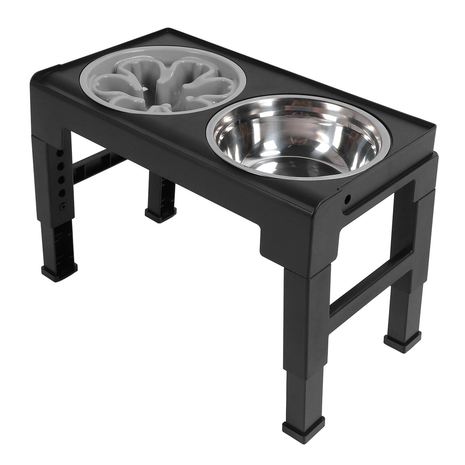 Cuencos Elevados para Perros, Comedero para Perros de Ajustable con Cuencos Dobles de Acero Inoxidable, Soporte Elevado para Cuencos para Mascotas, Fácil de Limpiar
