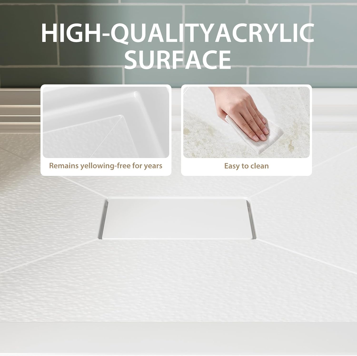 Shower Pan Base 36" x 36", Single Threshold Center Drain White Shower Pan, Acrylic Square Shower Base for Bathroom Shower Floor, Drain not Included