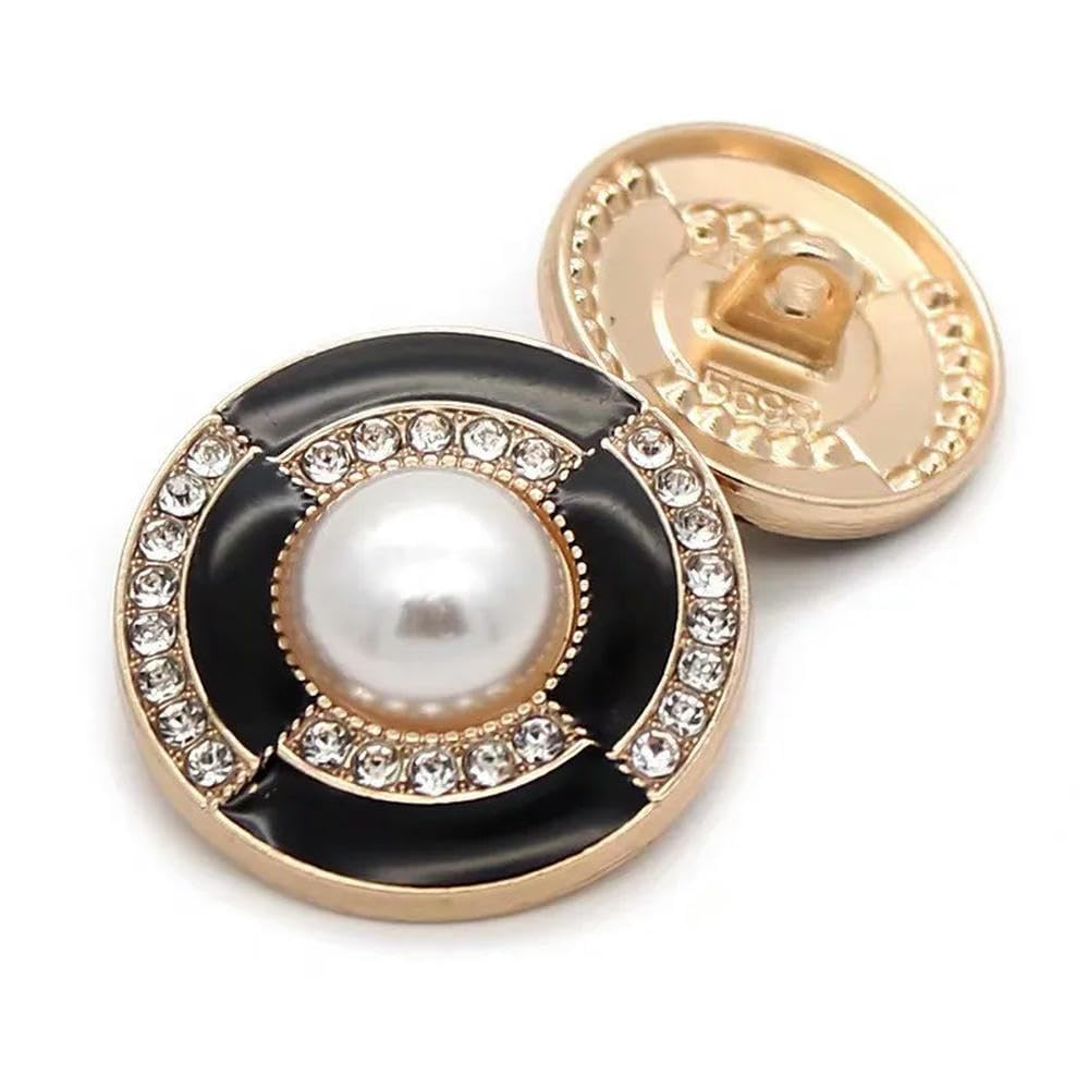 Przyciski DIY, 10 sztuk 18/23mm luksusowe guziki ze strasem do płaszcza materiał do szycia akcesoria do szycia perłowe guziki ozdobne guziki do odzieży(WHITE,23mm)