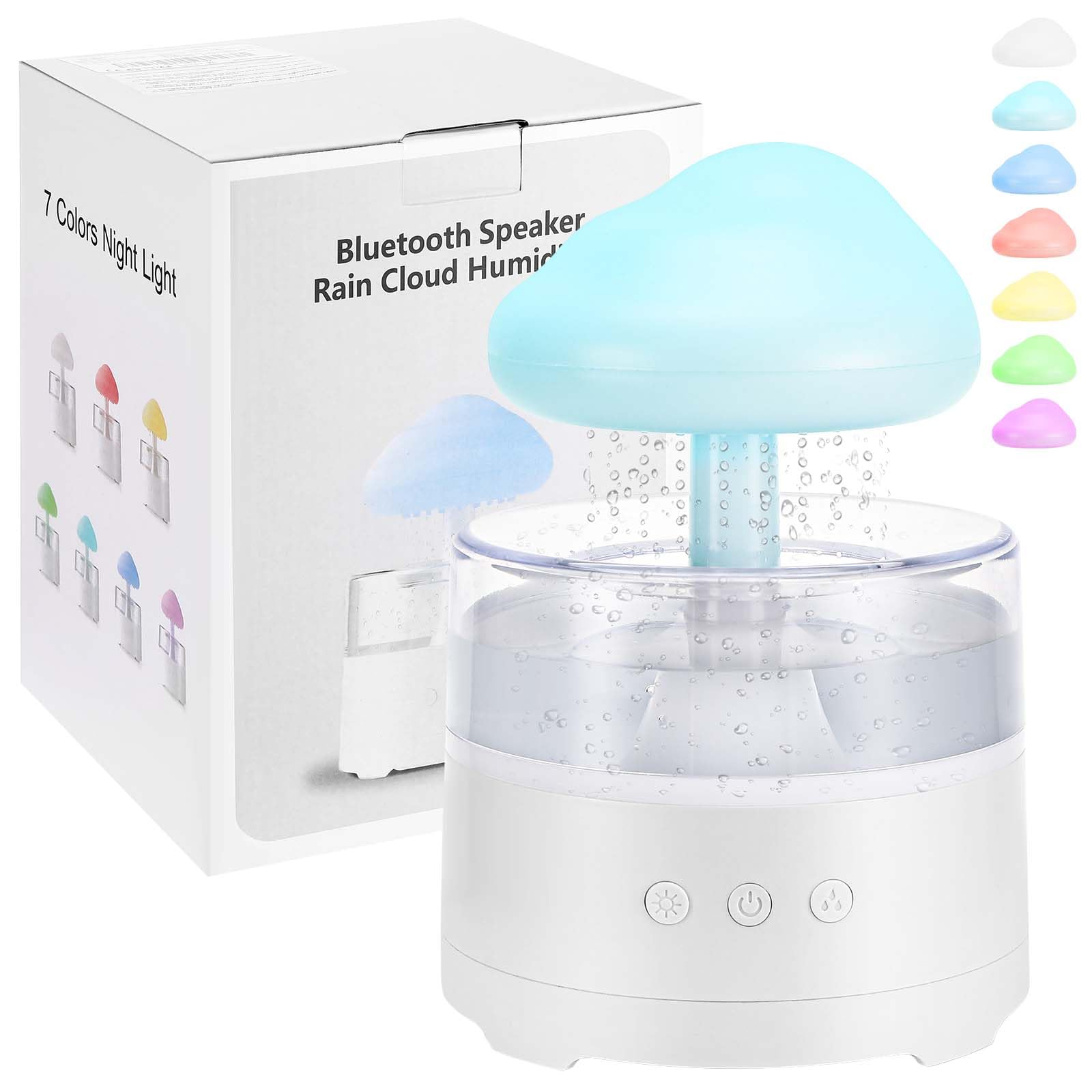 Nuages De Pluie Humidificateur D'air, 3 Modes Pluie/Veilleuse 7 Couleurs | 400 ml, Simuler la Chute de Gouttes de Pluie, Aide à Dormir Et à Se Détendre