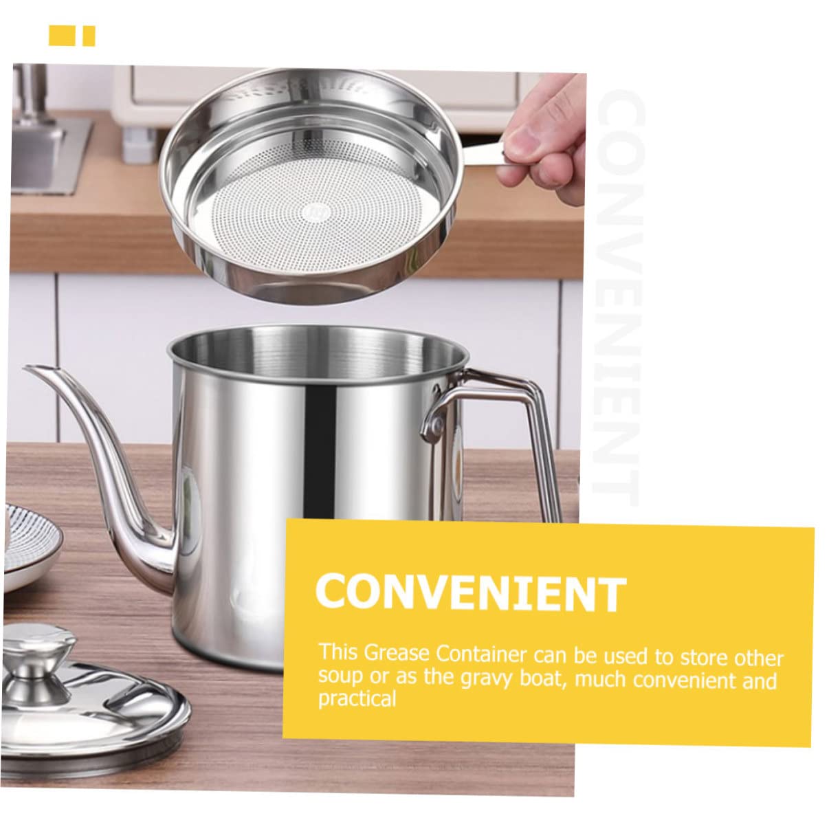 TOYANDONA Contenitore Multifunzionale per Olio da Cucina 1,8l in Acciaio Inox Filtro Antisporco Dispenser Pratico per Olio e Aceto Domestico Compatto per Uso Quotidiano