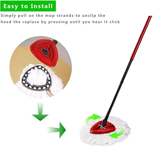 Miniatura 4 de Paquete de 10 cabezales de repuesto para trapeador O-Ceda EasyWrin, Ailengy 100% microfibra, repuestos de trapeador giratorio de repuesto para