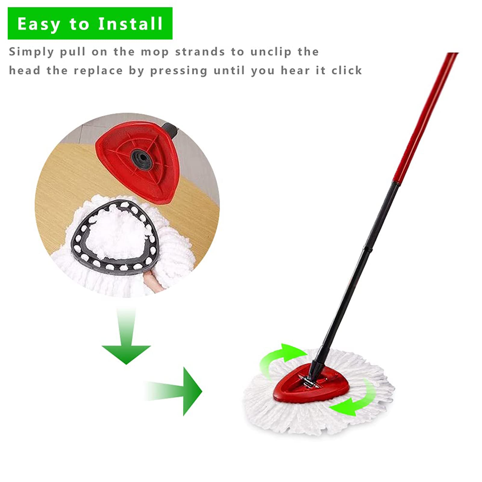 4 Pack Microfiber Mop Replacement Heads For O-Ceda EasyWrin Spin Mop - Easy Cleaning Spin Mop Easy Cleaning Spin Mop Refills