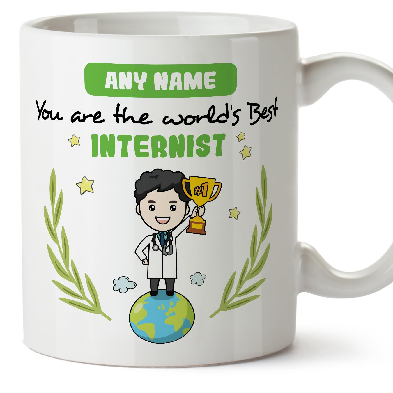MUGFFINS Personalised Mug for Internist Man - in English - You are World's Best - Funny Custom Gift for Colleagues - Ceramic 11oz Mug