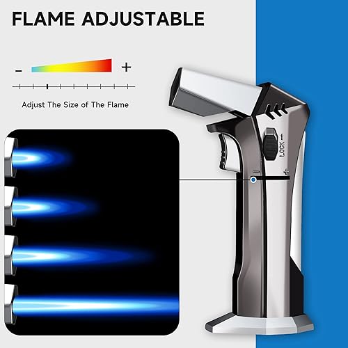 Miniatura 5 de Antorcha de butano - Encendedor de antorcha recargable, antorcha de cocina para hornear, cocinar alimentos, crema brulee, barbacoa, soplete con