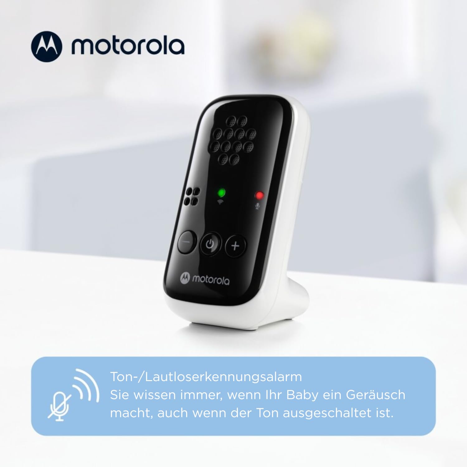 Motorola Nursery – PIP10 kabelloses DECT-Babyphone, hochempfindliches Mikrofon, Ton- und Außer-Reichweite-Warnung, Lautstärkeregelung, tragbare Elterneinheit