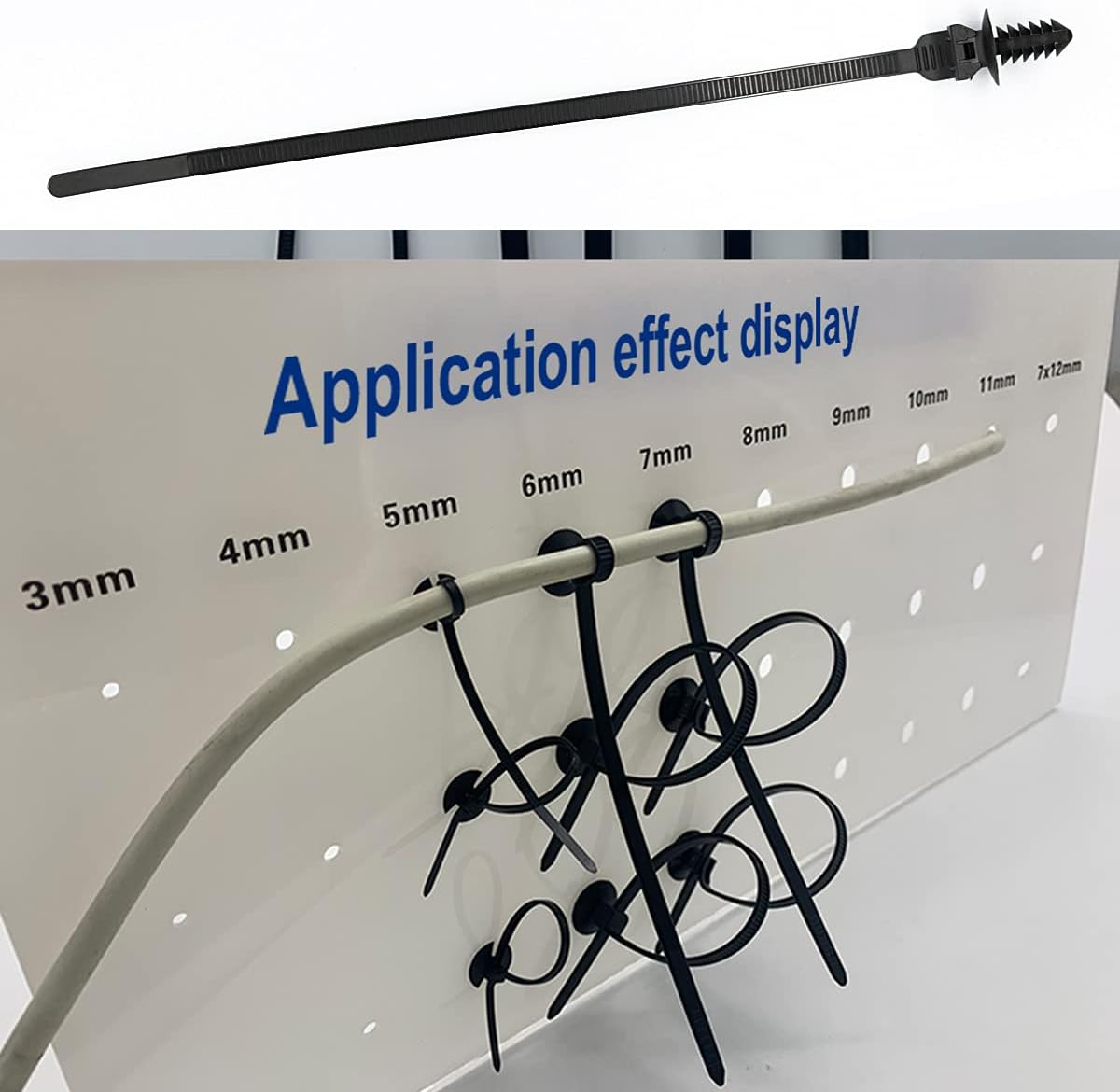 50 Pack Cable Zip Ties, 8 Inch Nylon Push Mount Self Locking Cable Ties for Indoor Wire Tying-Black