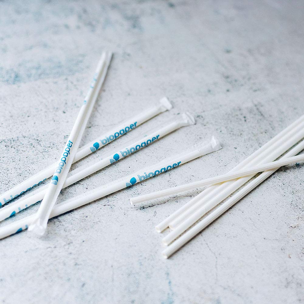 BIOZOYG Pajitas de papel 20 cm pajita blancas 5 mm Ř I pajita biodegradable envasadas individualmente I Pajitas de fiesta para cócteles I pajitas de papel enrolladas verticalmente 6250 piezas
