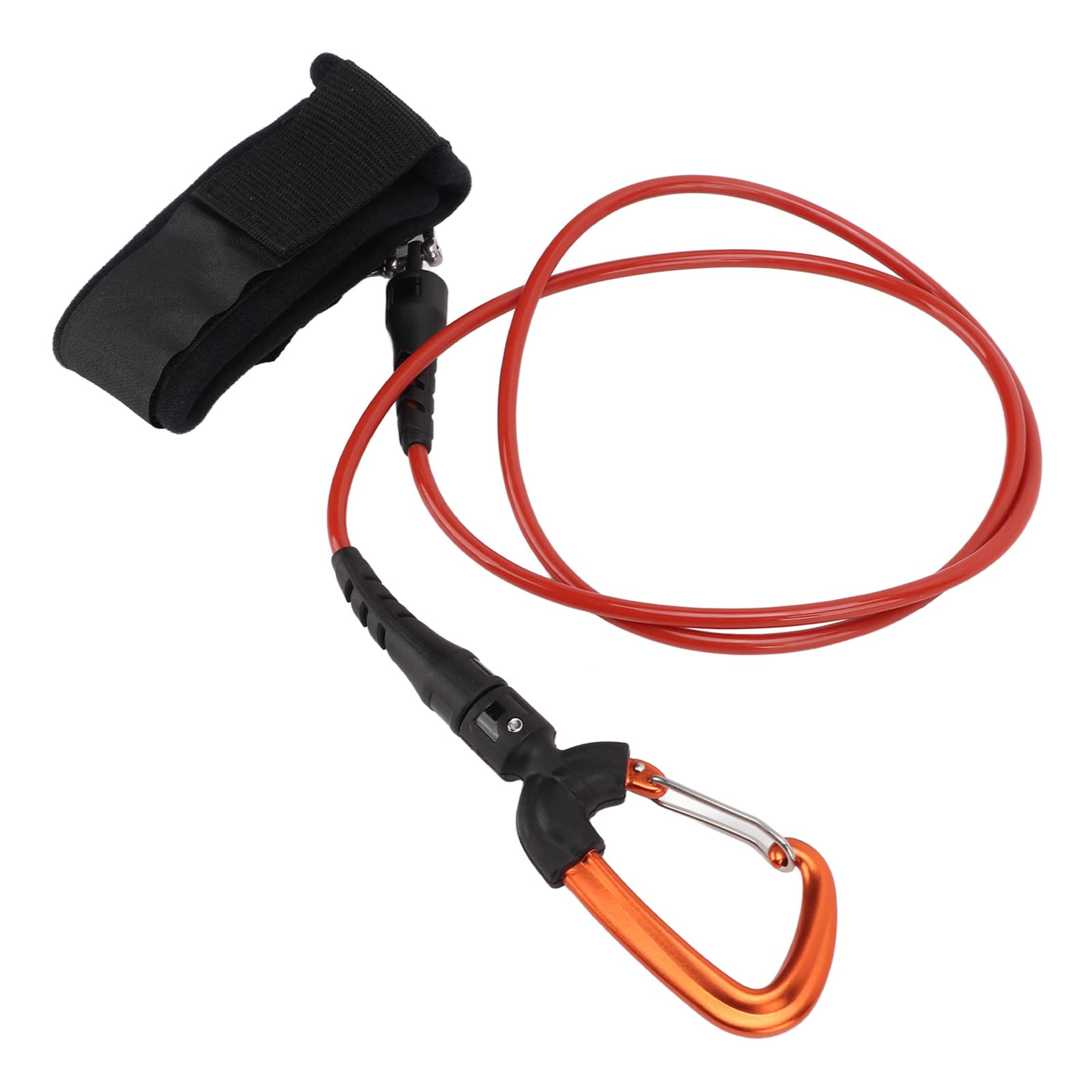 Laisse de Longe d'apnée, câble de Corde de sécurité de plongée en Acier Inoxydable, Longe de sécurité d'apnée Multifonction avec Mousqueton de Bracelet pour Les Sports