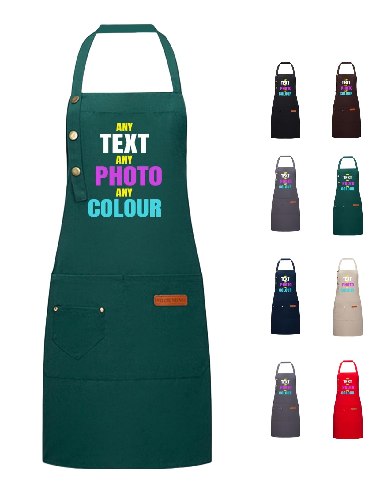 Genérico Delantal Personalizado Con Foto, Logo, Texto | Impermeable Para Cocina y Barbacoa | Ajustable Para Hombre y Mujer