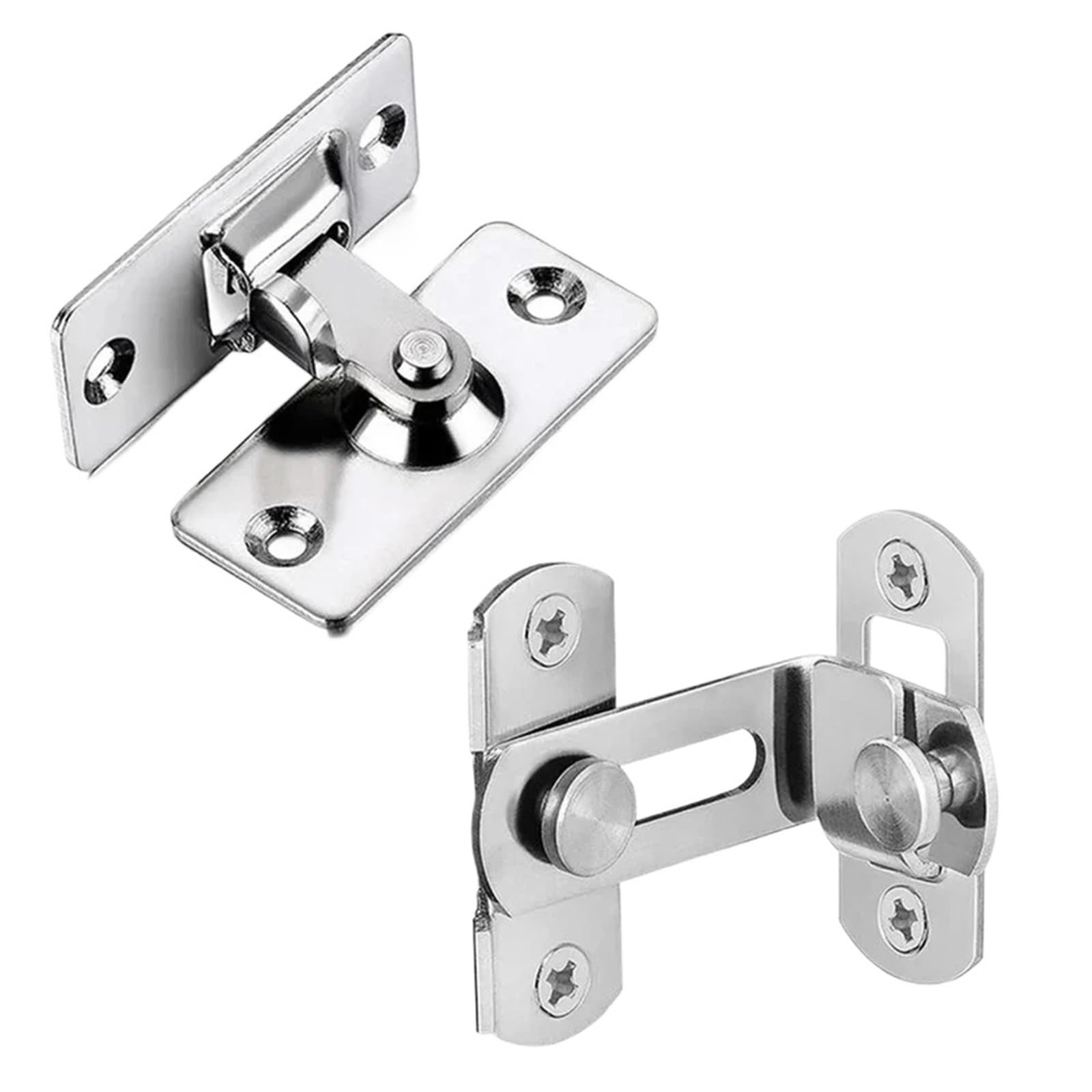 Swing Bar Door Lock 8pcs Door Lock Guard Latch Bolt 90 Degree Stainless Steel Toggle Sliding Cabinet Closet(Straight)