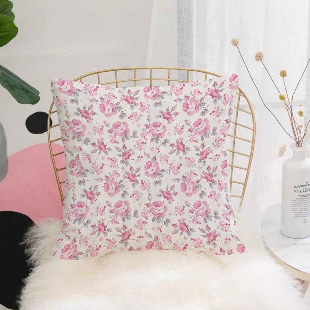 Hyosxw Rose, Pink Rose Pattern Close-Up - A8 Cushion Cover,Throw Pillow Case Home Decorative For Living Room Bedroom Sofa Chair 18X18 Inch,Rose, Pink Rose Pattern Close-Up,Pillowcase 45X45cm