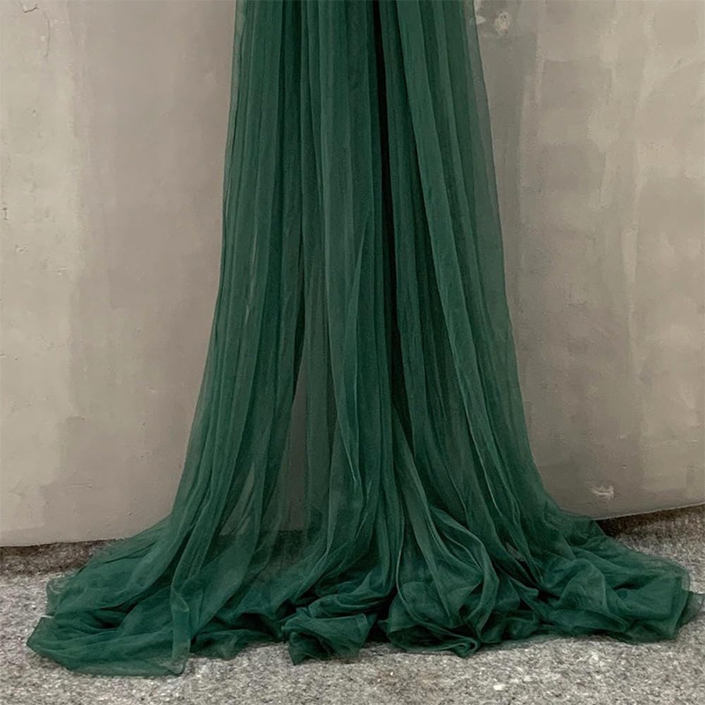 20m x 150cm Tüllstoff zum Nähen, Soft Tüll Stoffe Meterware, Netzstoff Dekostoff zum Dekorieren, Tülldekostoff Drapierstoff für Hochzeit Vorhänge Kleid Tüllrock Torbogen Zeremonie Deko,Dunkelgrün