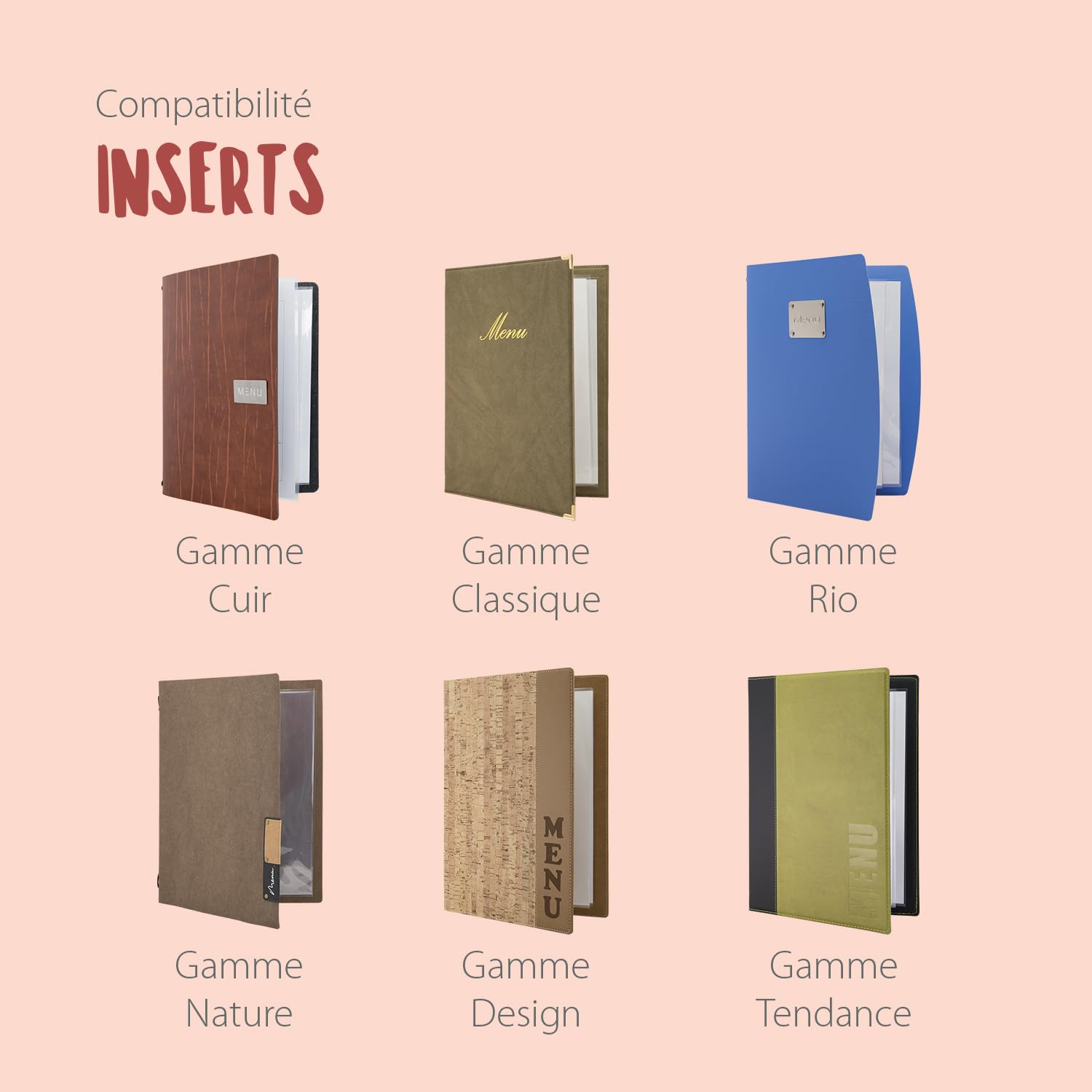 SECURIT Inserts Avec Pochettes Transparentes Doubles A5 Lot de 10 Pour Porte-Menu Carte des Vins Café Bar Restaurant
