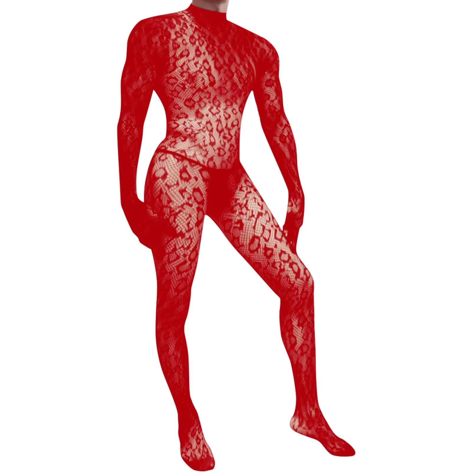 Gefomuofe Herren Einteiler Bodysuit mit Leopardenmuster Erotische Strümpfe Männer Stringbody Sexy Unterwäsche Mesh Unterwäsche Stretch Strumpfhosen Body Shirt