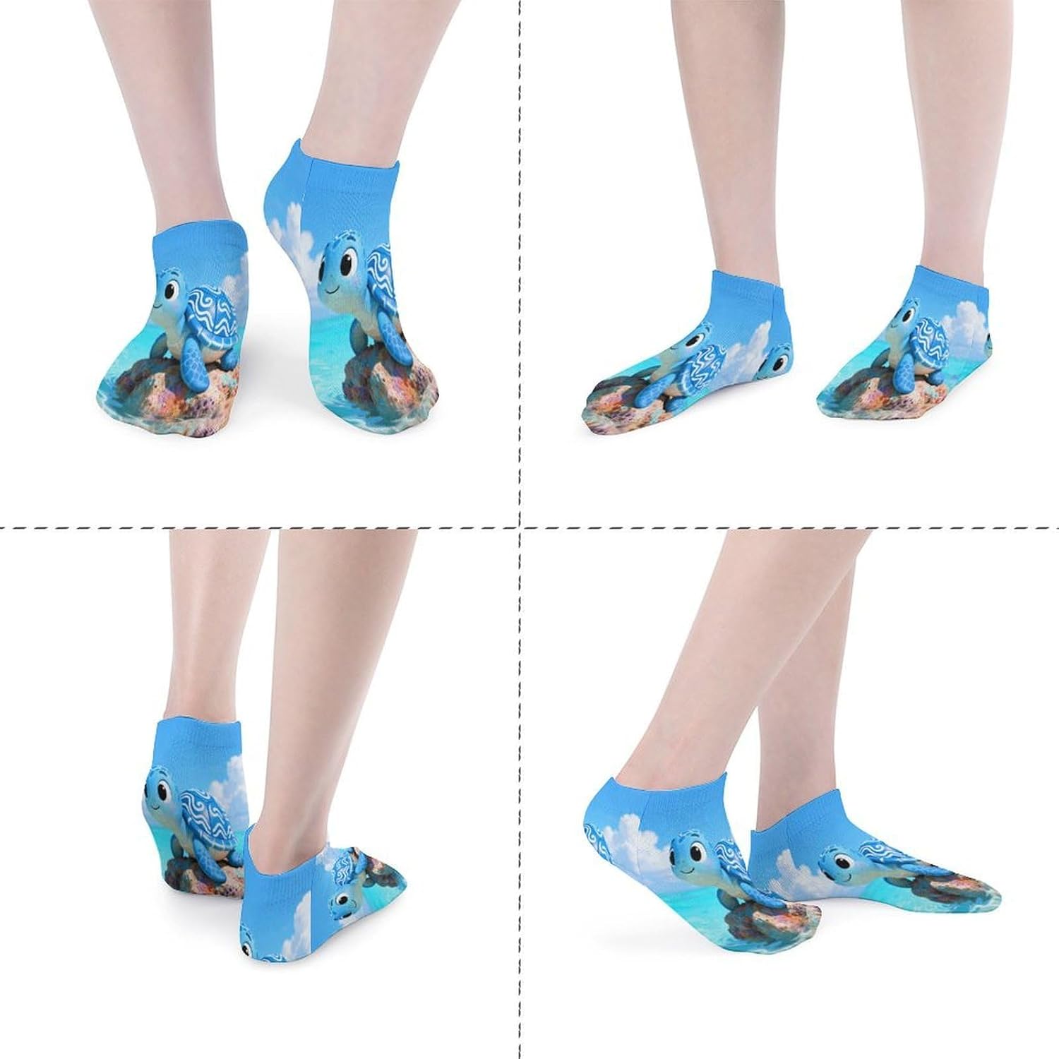 Seaturtle Crew Sock for Men Women Funny Novelty Socks Athletic Ankle Socks Comfort Soft Low Cut Tab Sock 5 Pairs
