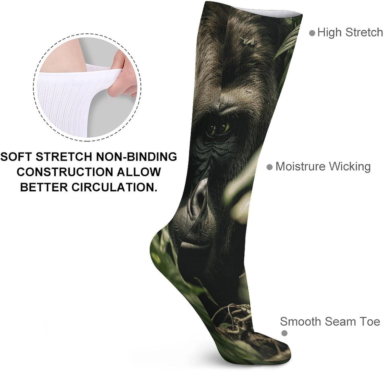 Gorilla Landscape Stocking - Cute Casual Long Athletic,Crew Sock for Men Women,Running Socks Soft Breathable for Gift