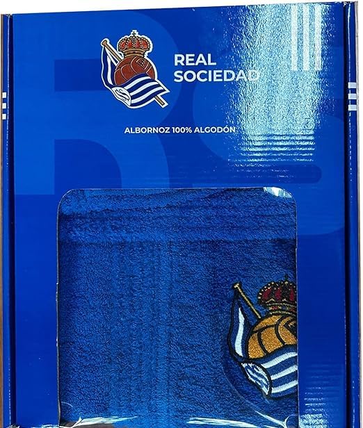 Real Sociedad Albornoz infantil producto oficial en las Tallas 2/4, 6/8, 10/12 y 14/16.