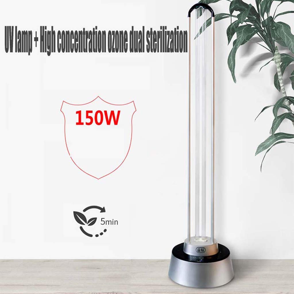 Lámpara germicida UV 150W con Control Remoto, Lámpara de desinfección móvil con ozono | Inicio Jardín de Infantes Desodorante y ácaro Púrpura Esterilización de eficacia Alta y Ligera 99.9%-Silv