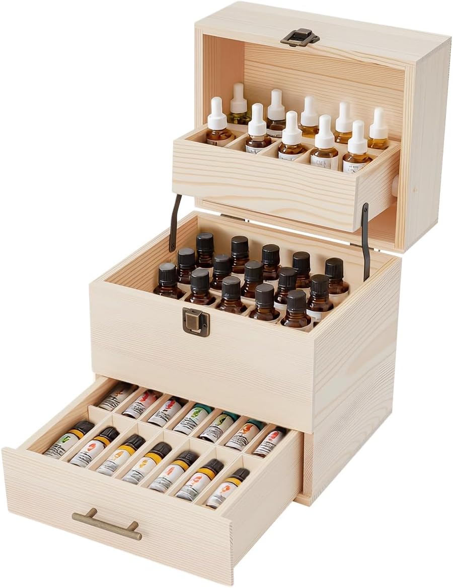 Essential Oil Storage Box, Essential Oil Organizer, Essential Oil Storage Box with 59 Slots, Keep Your Oil Safe & Space Saver, for Travel & Presentations