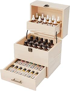 Essential Oil Storage Box with 59 Slots, 3-Tier Pine Wood Organizer