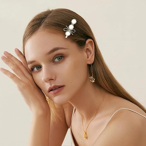 Miniatura 5 de 10 pinzas para el cabello Y2K, pinzas para el pelo góticas de oso rosa y perla para mujer, pinzas para el cabello con lazo y estrella, accesorios