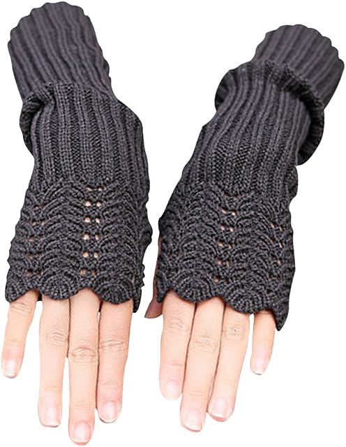 Novawo® Women's Scale Design Winter Warm Knitted Long Arm Warmers Gloves