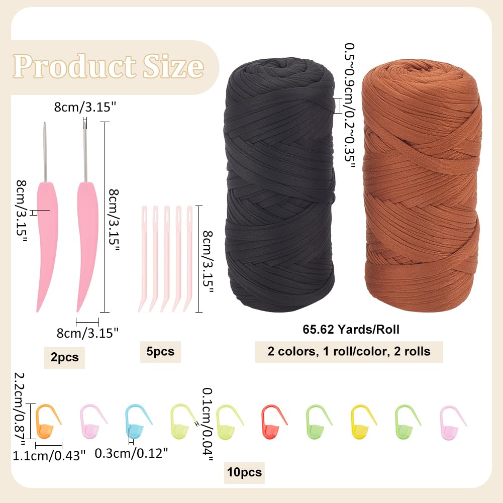 WADORN Crochet avec Ensemble de Fils, L'Ensemble D'Accessoires pour Outils de Tricot au Crochet Comprend 2 rouleau, Fils à Crochet, Marqueurs de Points Aiguilles Crochets Projet de Tissage de Fil DIY