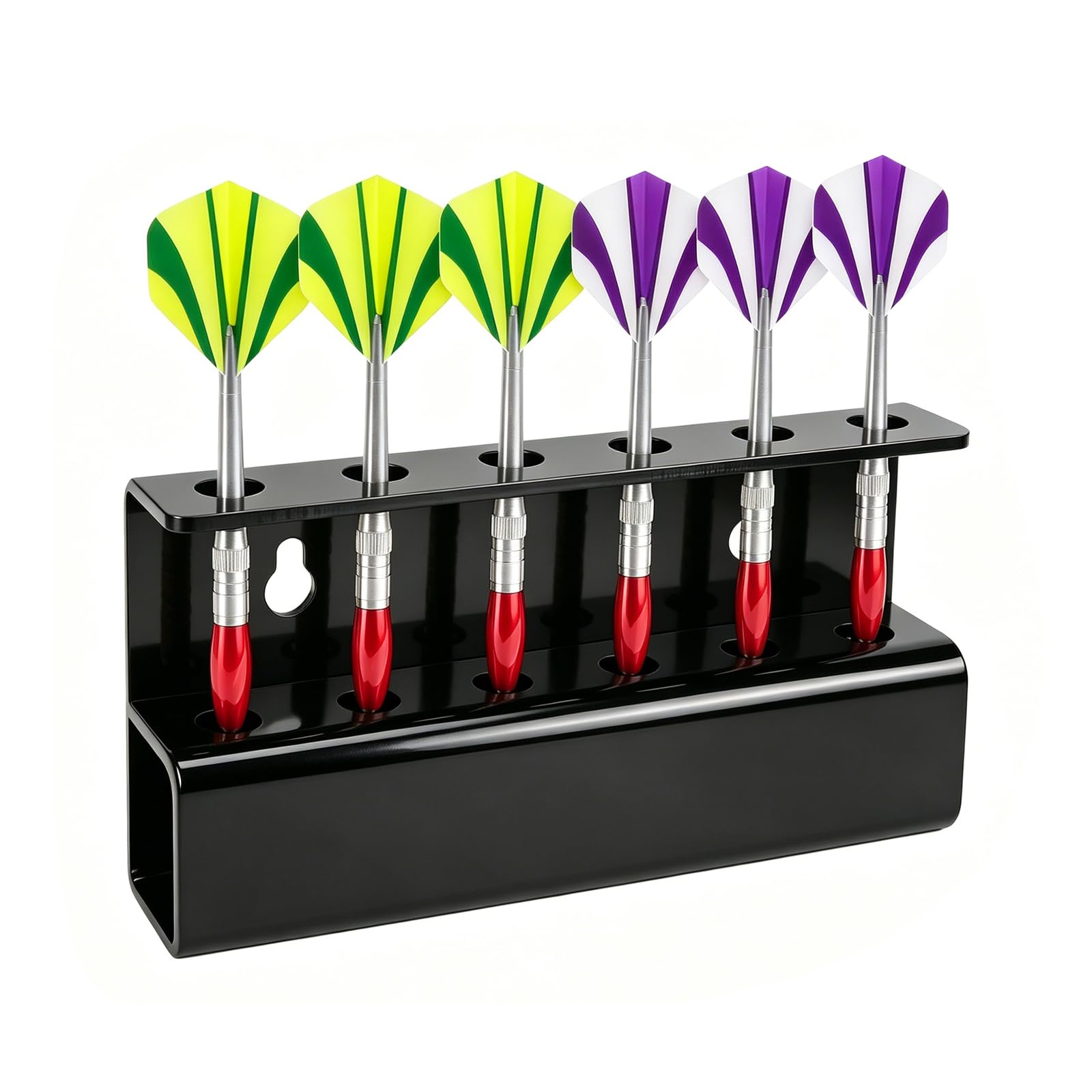 Darts Holder Wall Mounted – Acrylic Dart Rack for 6 Darts, Self-Adhesive or Screw Fixing, Ideal Darts Accessories for Home Game Room Bar, Durable & Easy to Install.