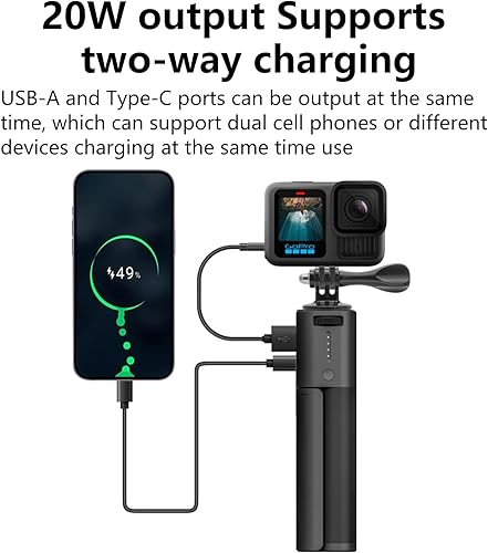 Miniatura 4 de Suptig Soporte de banco de energía con mango, cargador de batería 10000mAh Comptible para GoPro Hero 13, Hero 12, Hero 11, 10-5, DJI osmo Pocket,