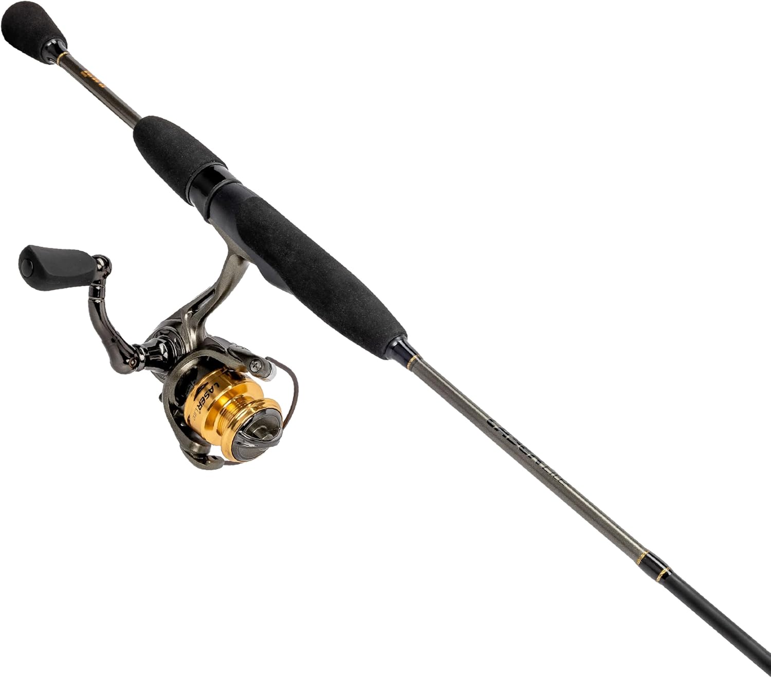 Lew’s Laser Lite Spinning Reel and Fishing Rod Combo, IM6 Rod with Fast Action, 3+1 Bearings, Speed Lube, Metallic Gray/Gold/Black