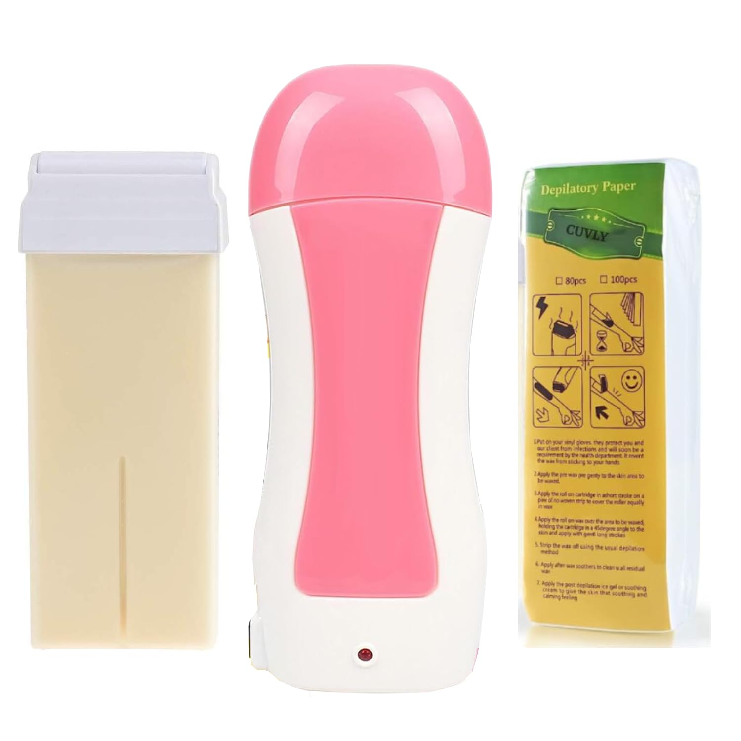 Roll-On Waxing Machine with Refill Cartridge - Wax Heater Kit for Women – Full Body Hair Removal Wax Warmer for Home & Salon Use
